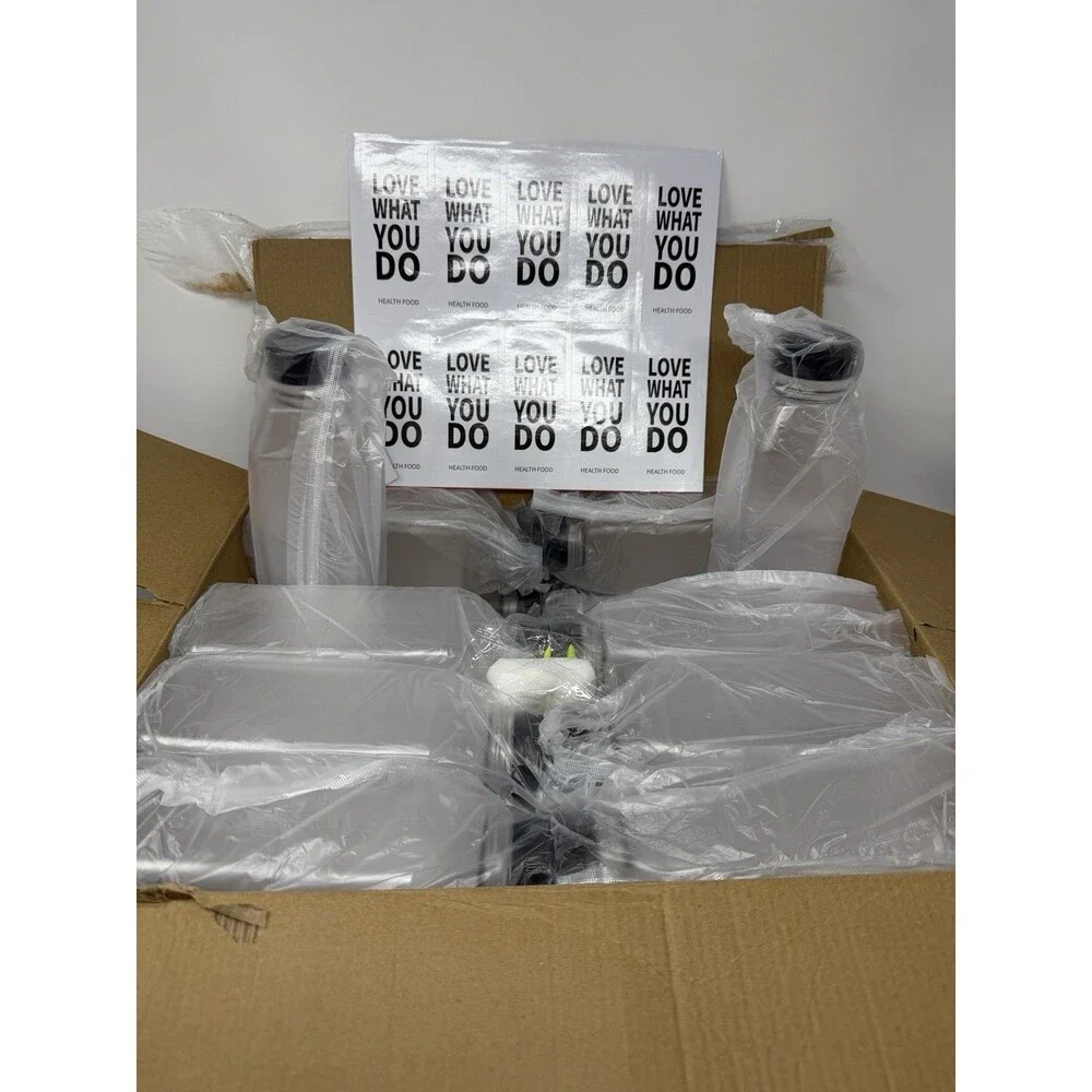 12 oz Clear Plastic Bottles with Lids, Reusable Containers & Labels- Set Of 20